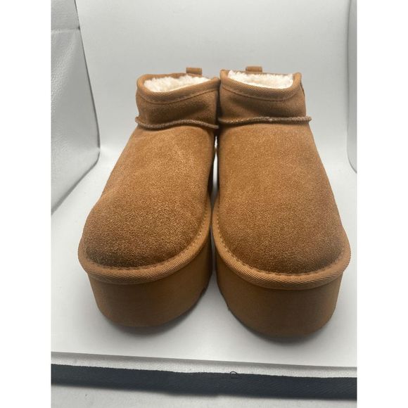 CUSHIONAIRE Women's COZY Genuine Suede pull on platform boot, Chestnut 8 - Picture 6 of 6